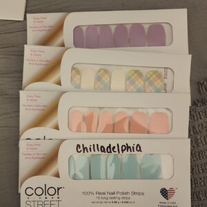 Color Street Nail Polish Strips - Purple, Plaid, Pink, Blue